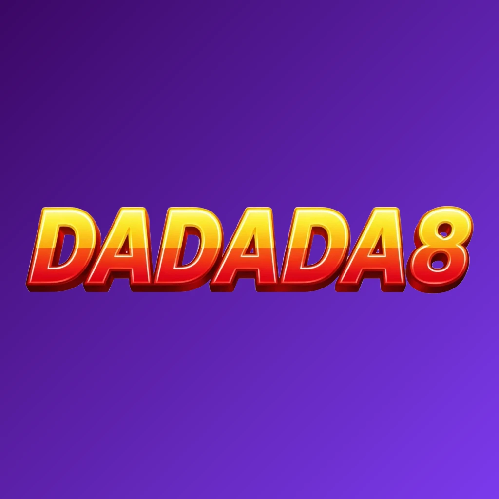 Vibrant DADADA8 logo with bold heavy typography in bright red, yellow, and orange colors featuring a glossy 3D effect on a transparent background, designed as a wide horizontal rectangular wordmark for a modern energetic website header